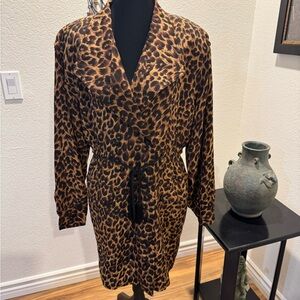 Dana Buchman Leopard Print Long Sleeve Dress
